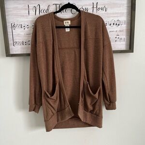 BiBi Chocolate Brown Open Front Cardigan